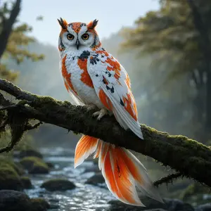 Koi fish + Owl